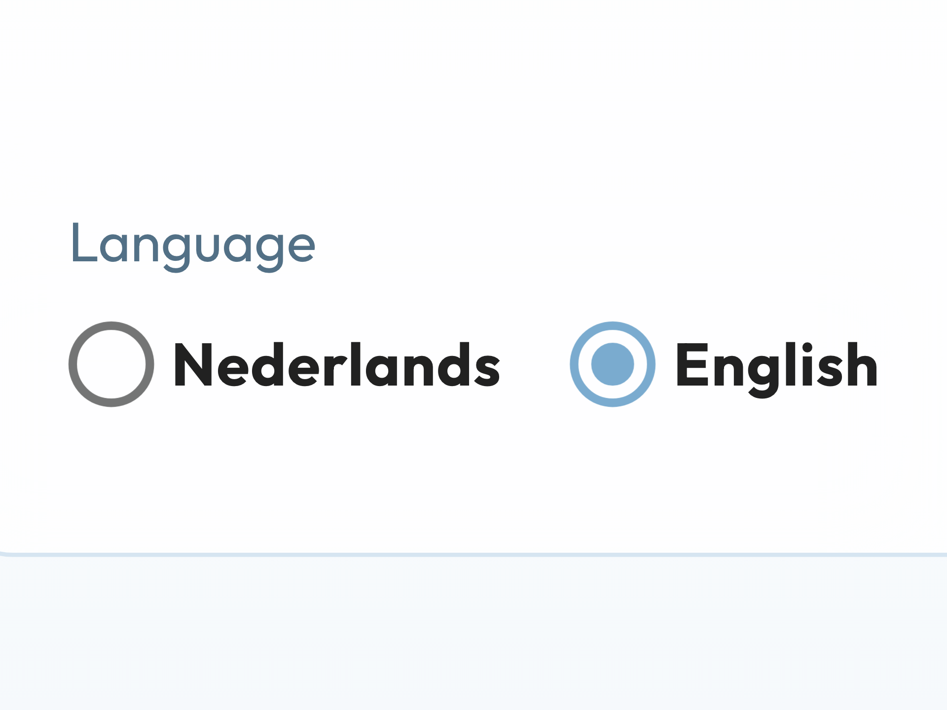 Settings User with language Nederlands or English