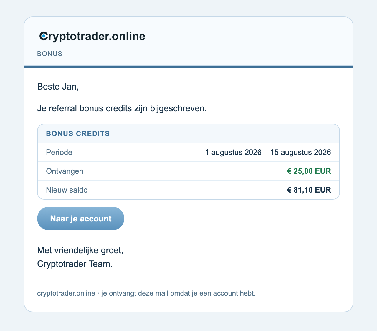 Mail referral bonus credits