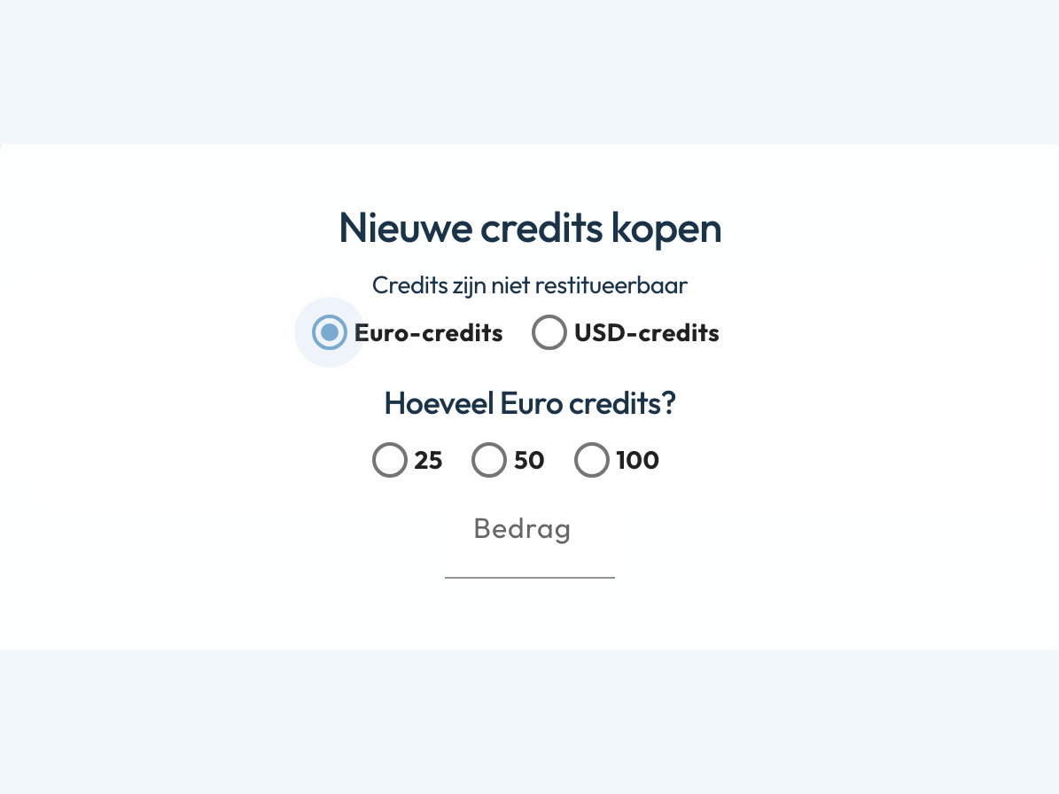 Nieuwe credits kopen: 25, 50 of 100