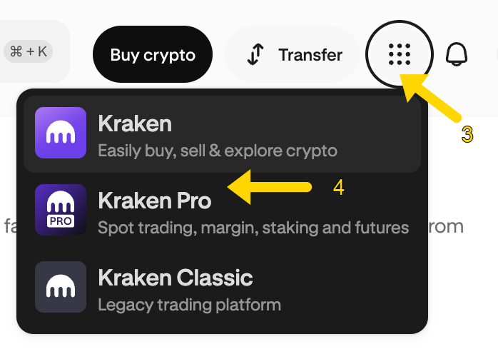 Menu: Kraken Pro