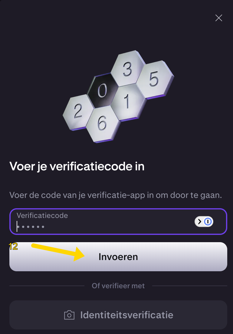 Verificatiecode invoeren